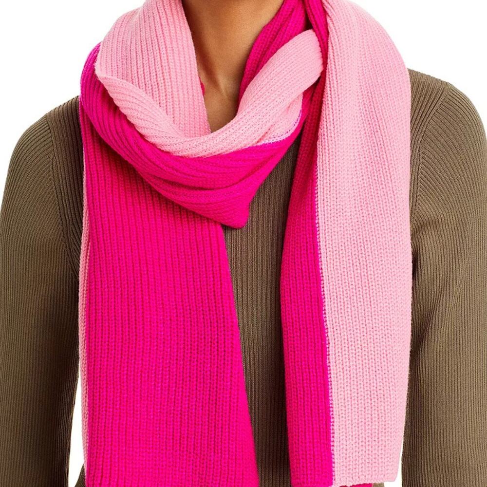 Aqua Bloomingdales Long Color Block Acrylic Knit Winter Wrap Scarf Outdoors Pink